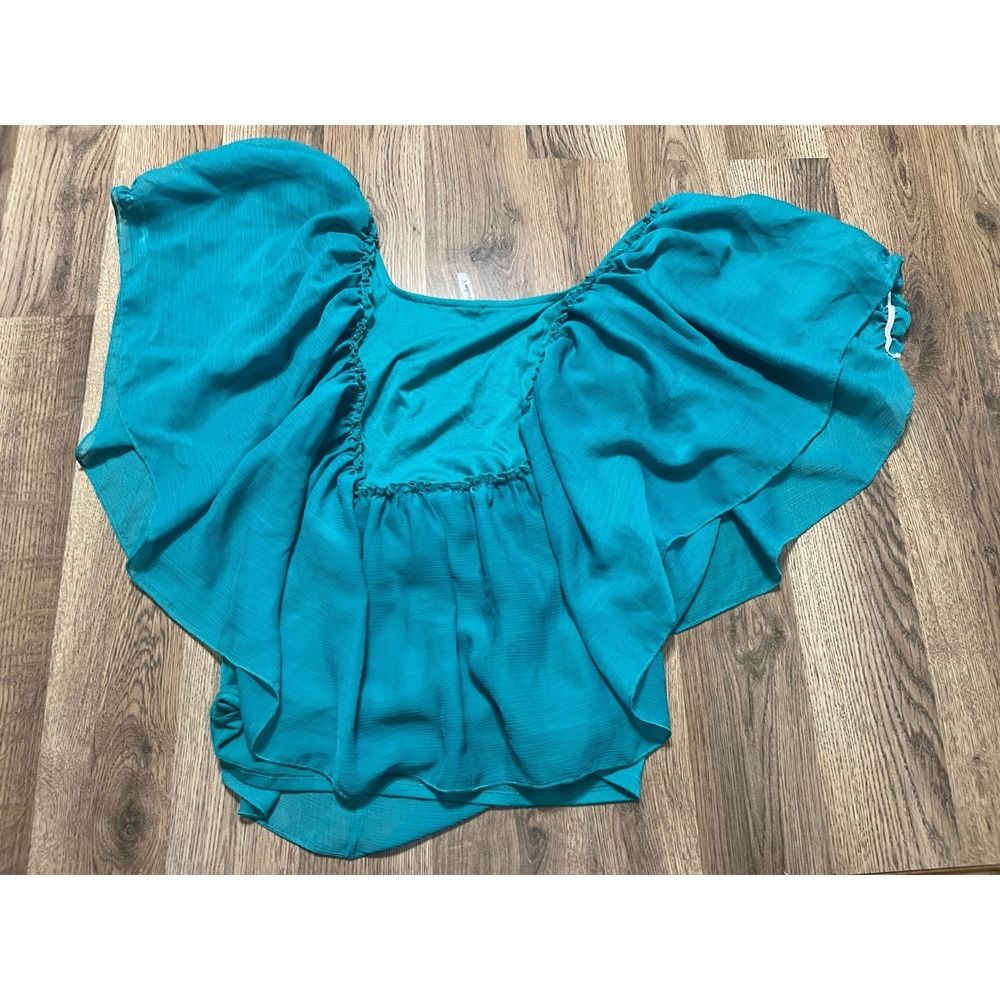 Studio Y Blouse, Women's Size Medium, Green, Beads, Short Sleeve - Picture 2 of 10